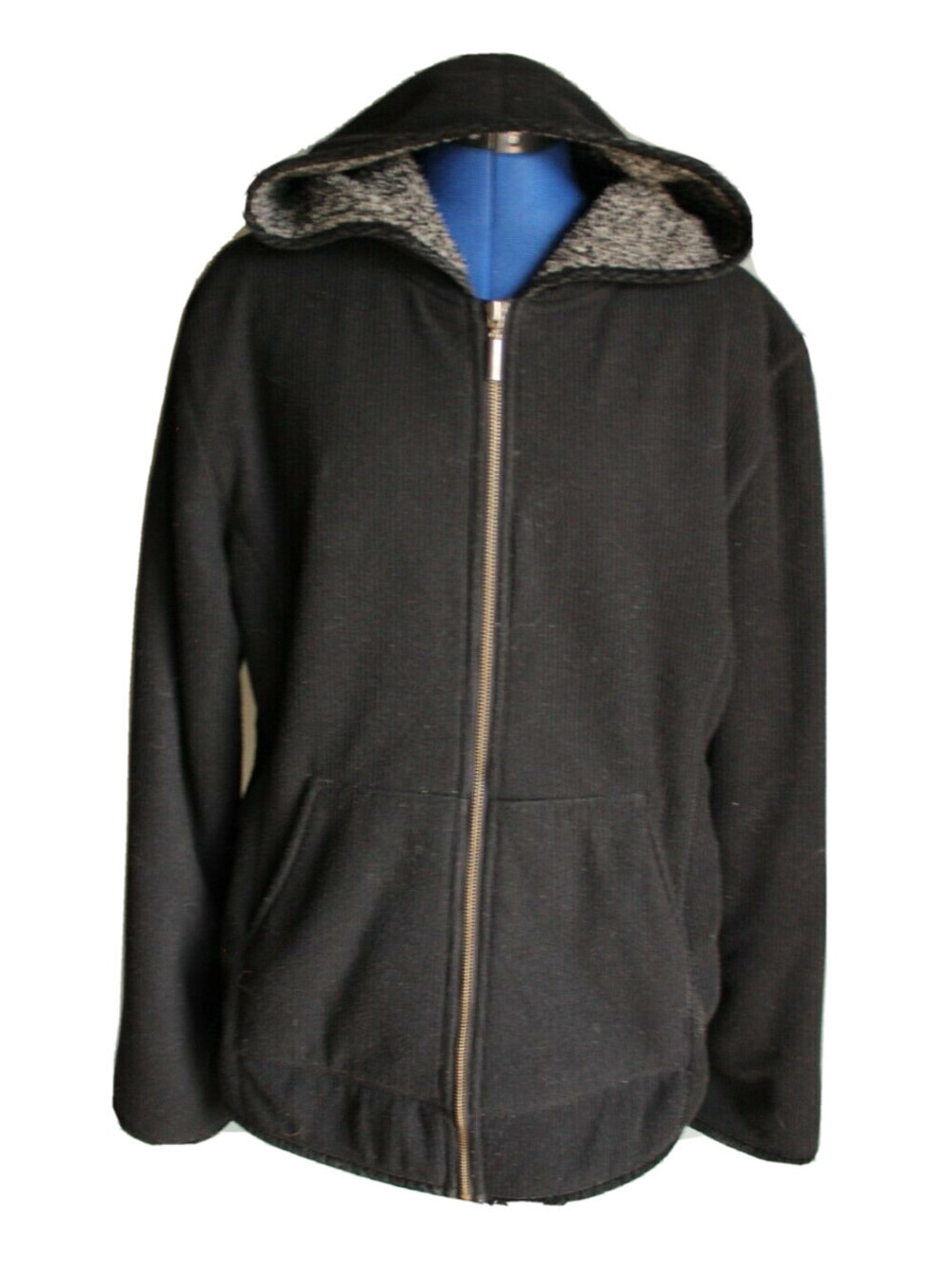 Weather Tamer Women's Black Ribbed Hooded Full Zip Jacket ~M~